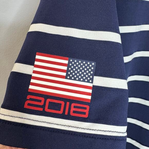 Ralph Lauren RLX Men's USA 2018 Ryder Cup Striped Wicking Golf Polo Shirt M - Picture 5 of 11